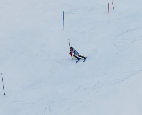Jules en slalom à Veysonnaz (Coupe du Monde)